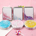 Custom Logo Luxury Quicksand Round Shape Portable Outdoor Small Makeup Mirror Student Compact Mini Mirror Cosmetic for Women
