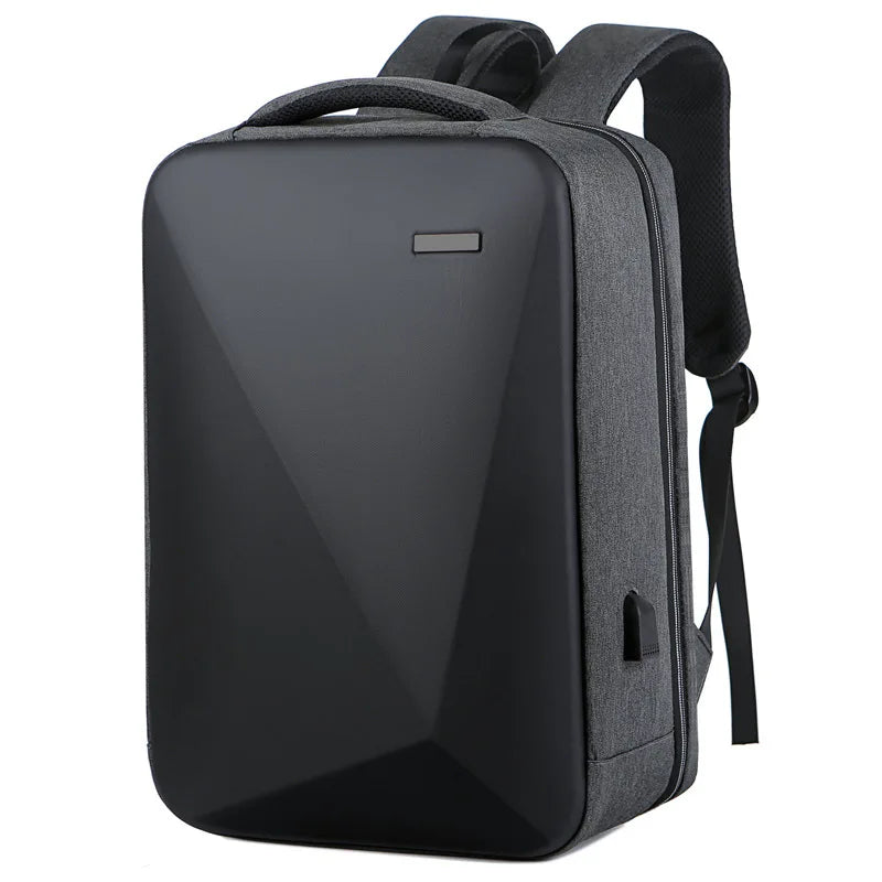 Hard Shell Laptop Backpack with Password Lock Waterproof USB Port Geometric Pattern Anti-Theft Shoulder Travel Bag