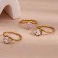Luxury Shining Zircon Rings Set Gold Plated Jewelry Stack Rings Stainless Steel Engagement Jewelry
