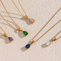 Dreamshow Colorful Water Drop Zircon Necklace Gold Plated Stainless Steel Necklace Design Jewelry