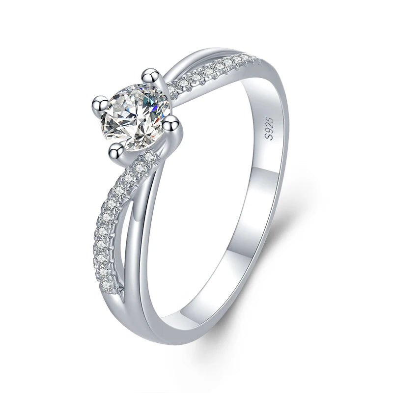 Hot Sale White Gold Filled 925 Sterling Silver Rings With Stones Women Engagement Wedding Ring