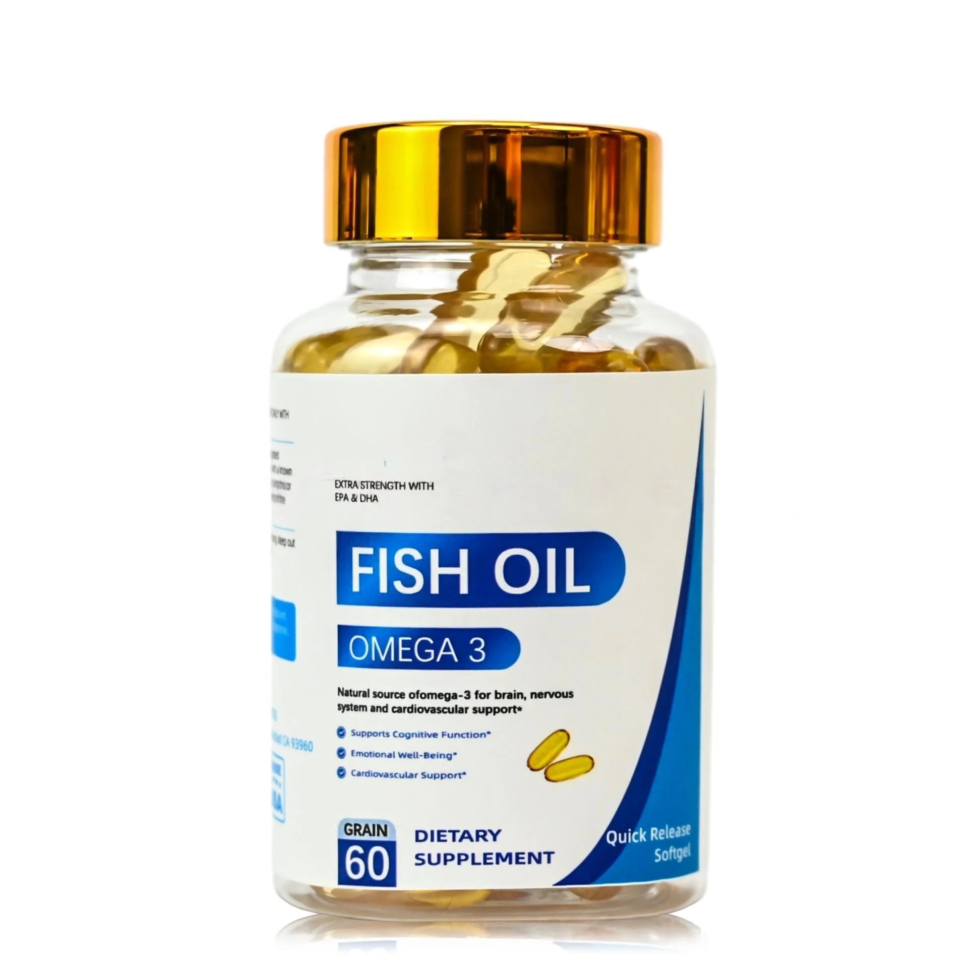 Factory Wholesale OEM Omega3 Fish Oil Softgel Soft Capsules Vegan EPA DHA Fatty Acids Supports Brain Heart Health