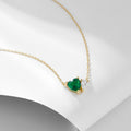 Green Zircon Women Anniversary Gift Jewelry 925 Sterling Silver Emerald Love Heart Charm Necklace