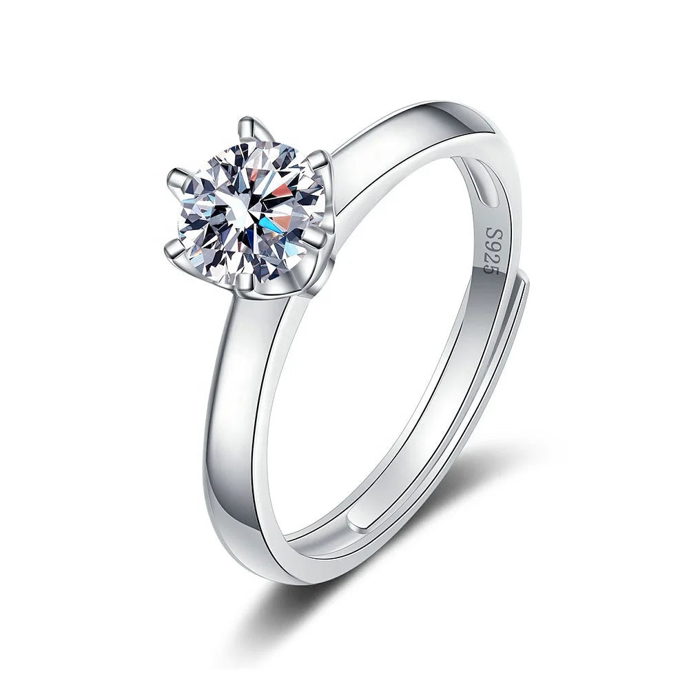 MR20 Wholesale Customized Classic Jewelry Gifts OEM Rhodium Plated 925 Sterling Silver White Moissanite Diamond 925 Women Rings