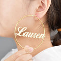 Wholesale Fashion Stainless Steel 18K Gold Custom Name Hoop Earrings for Women Girls Rose Gold Zircon Stones Clip-On Jewelry