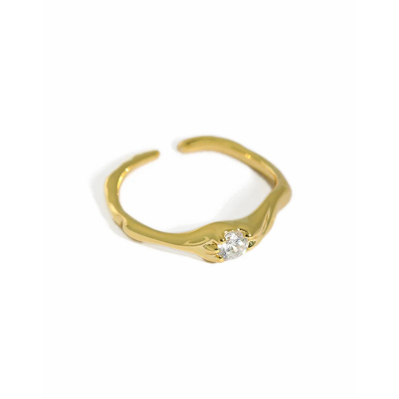 Thin Irregular 925 Sterling Silver Korea Rings Female Resizable Open  Argent 925 Pour Girls Fine Jewelry