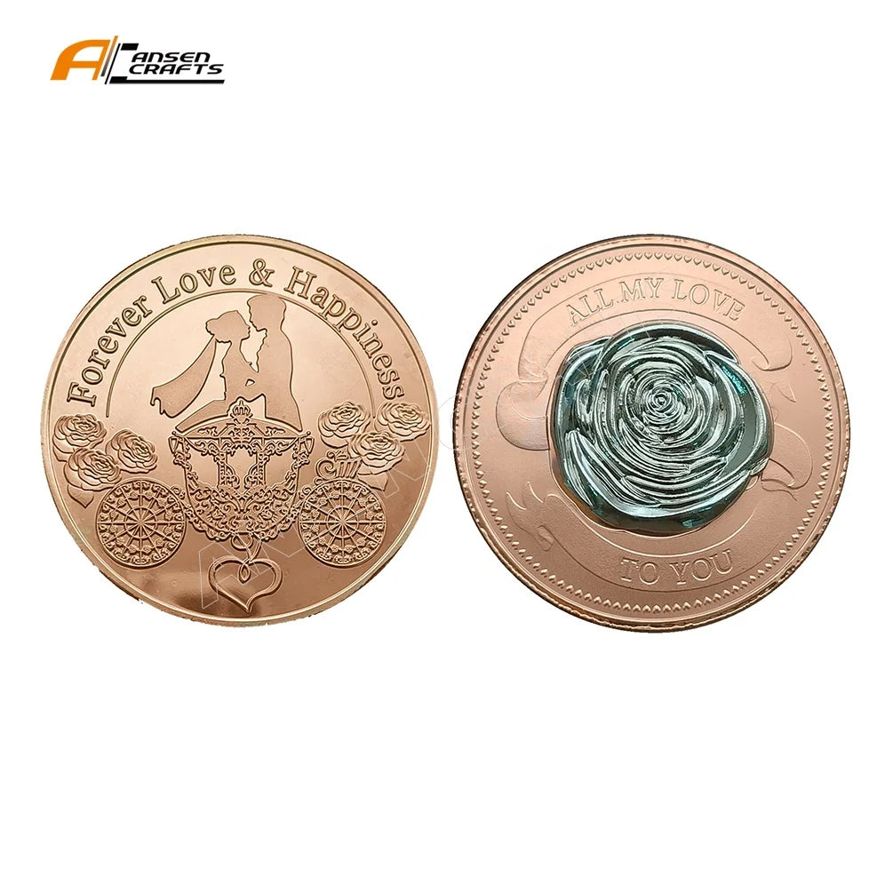 Metal Copper and Silver Plated 3D Coins Wedding Commemorative Coin High Quality Gifts