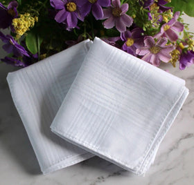 Super Soft 100% Cotton White Sateen Stripe Handkerchief for Men