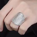 CAOSHI Full Stone Jewelry Simulated Moissanite Wide Band Rings for Party Cubic Zirconia 5A Women Wedding Silver Plated CZ Rings