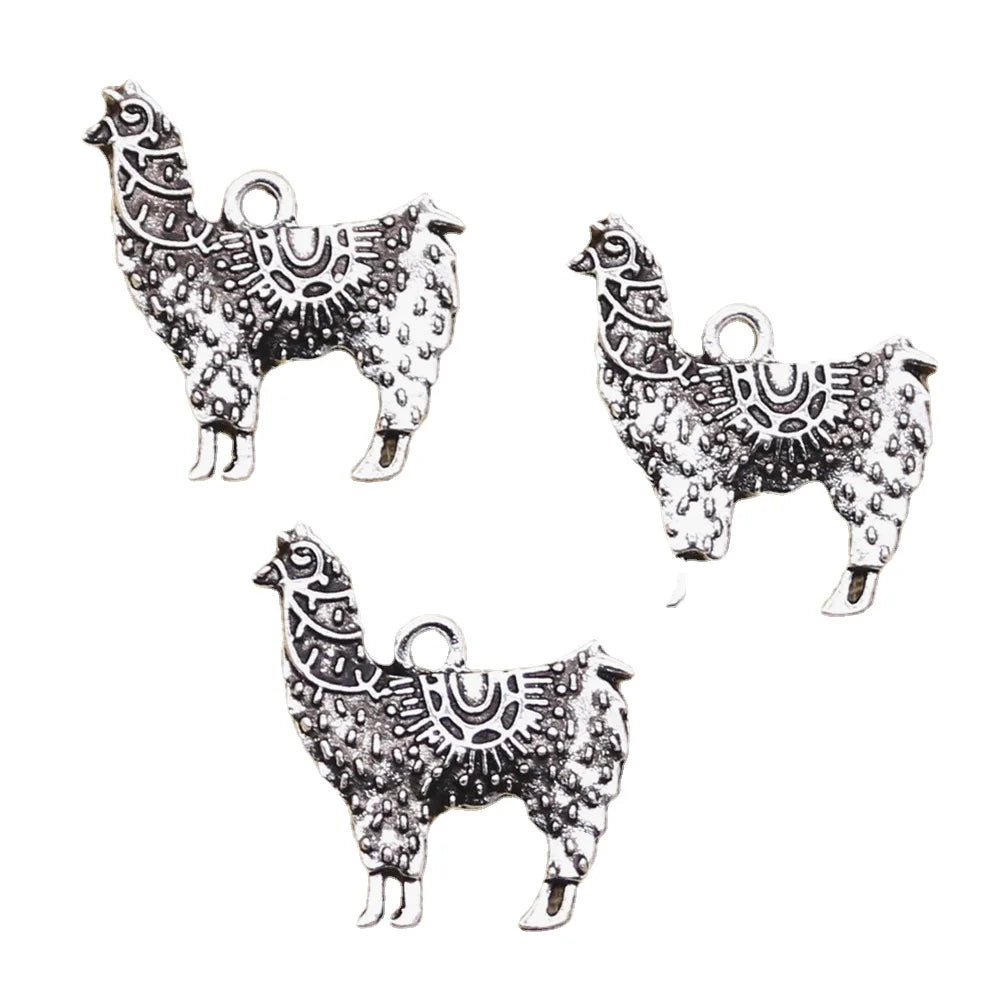 Handmade Vintage Tibetan Silver Color Alpaca Grass Mud Horse Pendants for Fit DIY Bracelet Necklace Fashion Pendants Charms