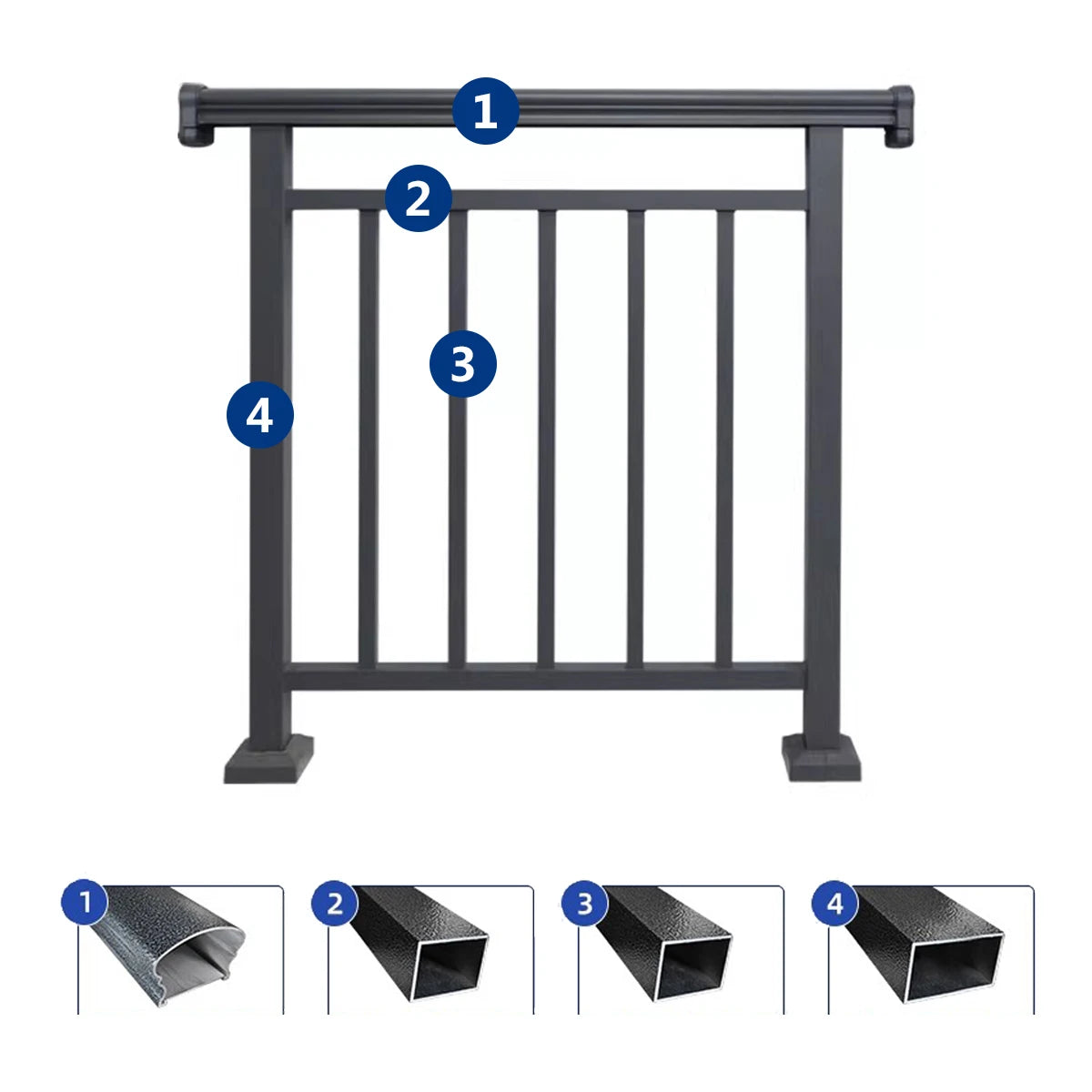 Customized Aluminum Alloy Profile Slot Guardrail Handrail and Column Aluminum Profiles Suitable for Balcony Stair Handrails
