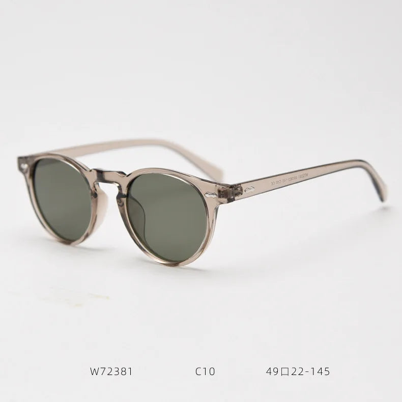 Retro Round Sunglasses Men Women Fashion Small Polarized Sun Glasses for Male Female Literary Vintage Shades Driving Eyeglasses