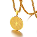 Hiphop Anti Tarnish Stainless Steel Letter Cross Coin Pendant Necklace for Men Fashion Jewelry Wholesale