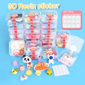 6pcs Random 3D Resin Stickers Cute Cartoon Water Cup Self Adhesive Art Sticker for DIY Mobile Phone Refrigerator Decoration