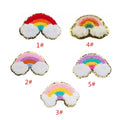 New Design Two Sizes Gold Glitter Edge Handmade Iron Self-adhesive Embroidery Nonwoven Felt Chenille rainbow Patches for Diy