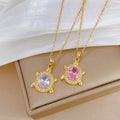Titanium Steel Full Diamond Turtle Shape Light Luxury Zircon Crystal Necklace Charm for Women Wedding Engagement Jewelry