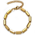 Men Stainless Steel 14k 18k Gold Plating Hesagonal Column Bracelets and Bangles