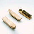 Soft Fluffy Suede Leather Polishing Scrub Brush Wooden Shoes Cleaning Tool with Pig Bristle Hair Warped Oil Scrub