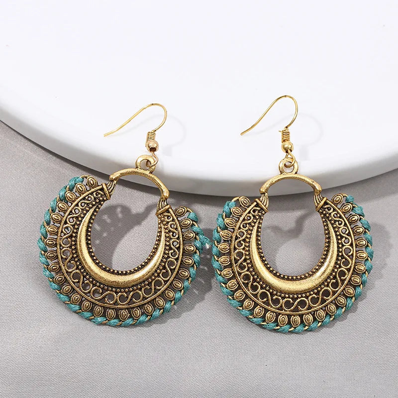 BAROCK Retro Drop Earrings for Women Geometry Tribal Gold Earring Bohemia Titanium Tongxin Fashion Jewelry
