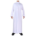 Long White Satin Dubai Muslim Thobe Traditional Islamic Clothing for Men Ethnic Style from Saudi Arabia