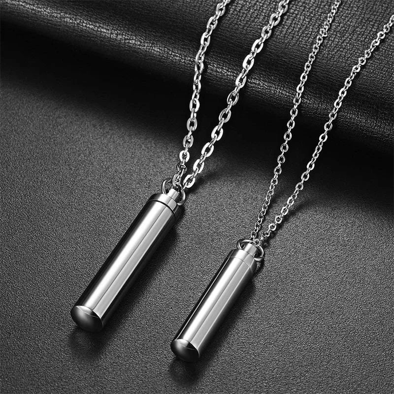 Pet Cat Dog Cremation Urn Pendant Titanium Steel Minimalist Perfume Pendant Necklace Memorial Ashes Storage Bottles Necklace