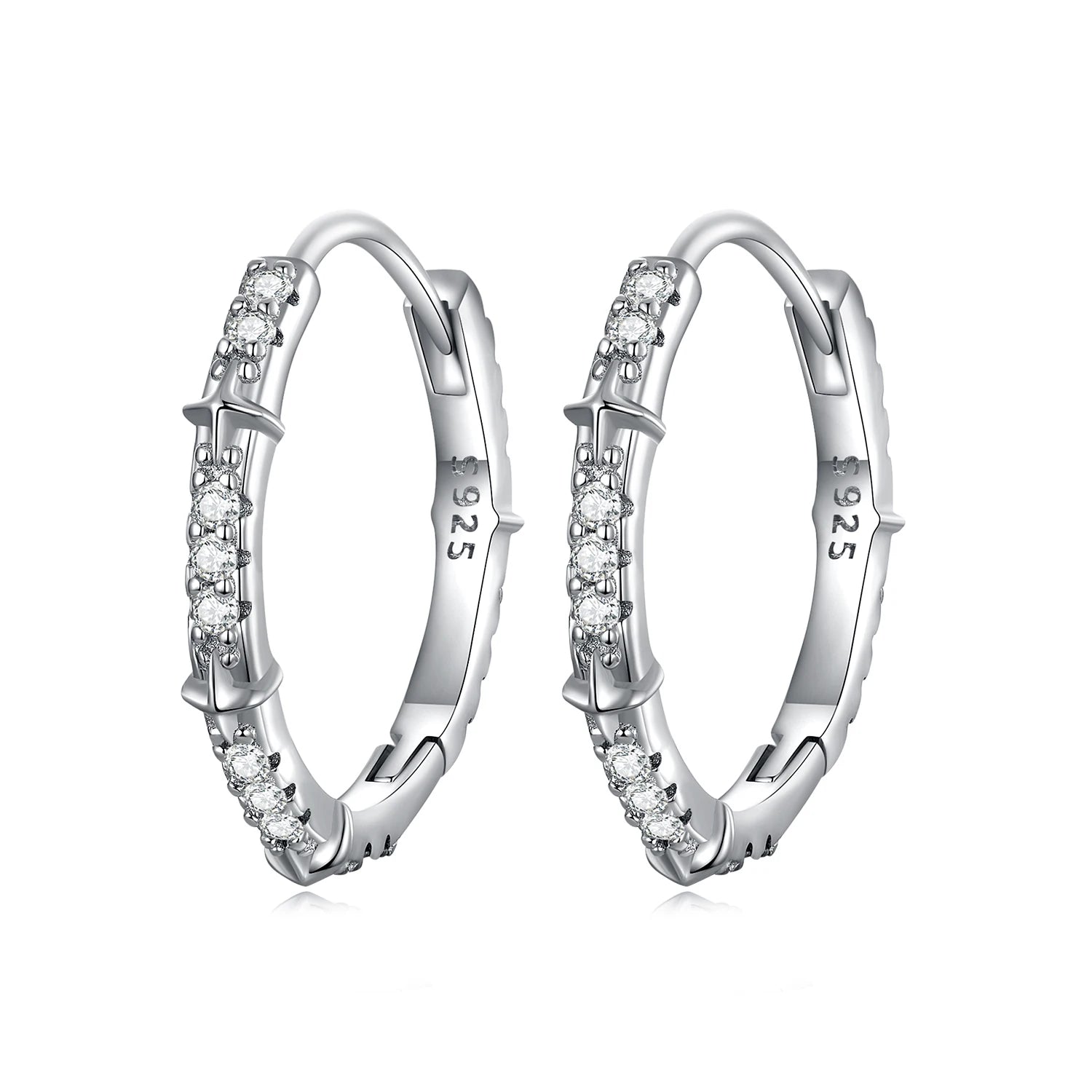 925 Sterling Silver Star Zircon Ear Clips Simple Shiny Cubic Zirconium Women's Fine Jewelry Fashion Ear Buckles BSE678