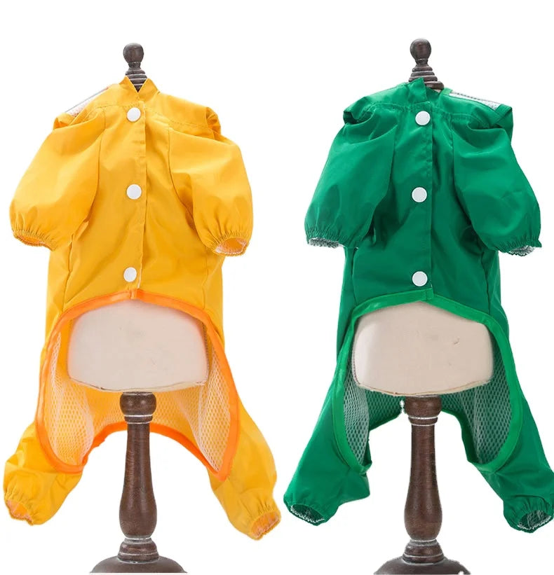 Rainproof Breathable Reflective Adjustable Eco-Friendly Polyester Summer Spring Four Corners Hooded Big Dog Raincoat Wholesale