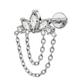TOPOSH Prong Set Marquise CZ Crown Dangle Chain Labret a Hand-Polished Design for Cartilage Helix and Conch Piercing Jewelry