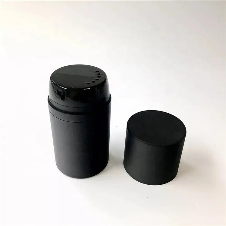 High End Thick Plastic Wall 80ml 180ml Empty Matt Black Talc Shaker Bottle Holes Sifter Customizable Shampoo Facial Cleanser