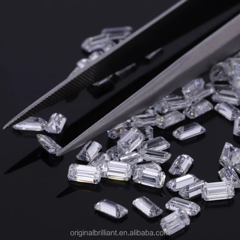Calibrated Diamond 0.08ct to 0.7ct Emerald Cut Melee Lab Created Stone DEF Loose HPHT Lab Grown Diamond