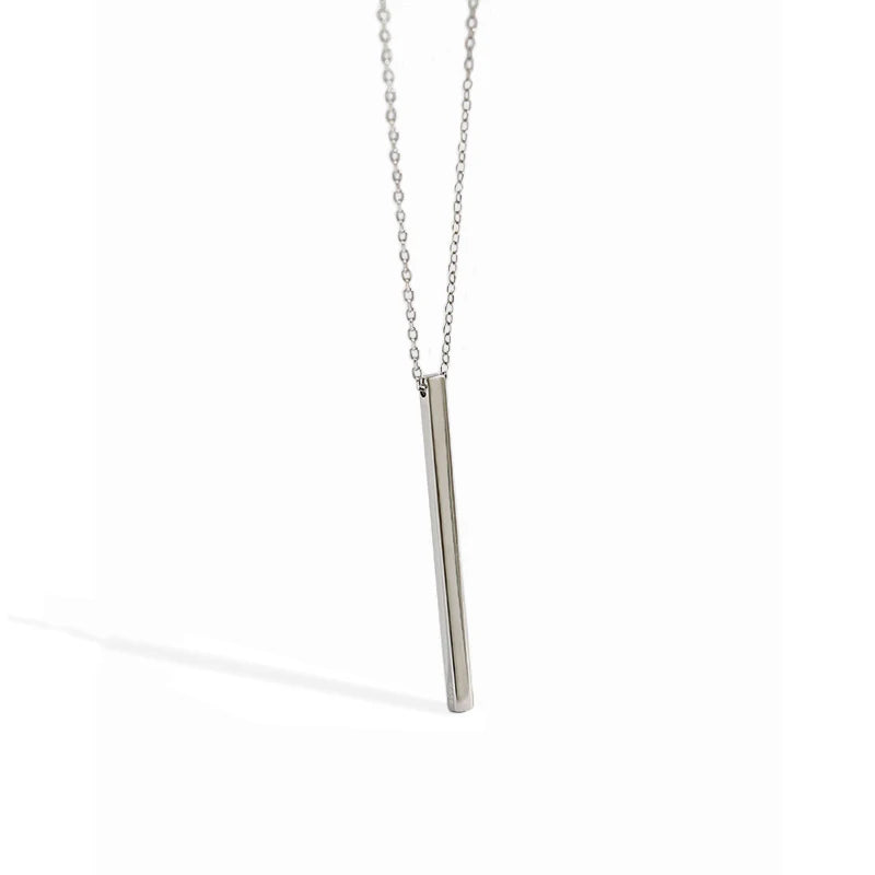 Vertical Bar Pendant Necklace Simple Long Lariat Chain Minimalist Dangle Pendant Necklace for Women