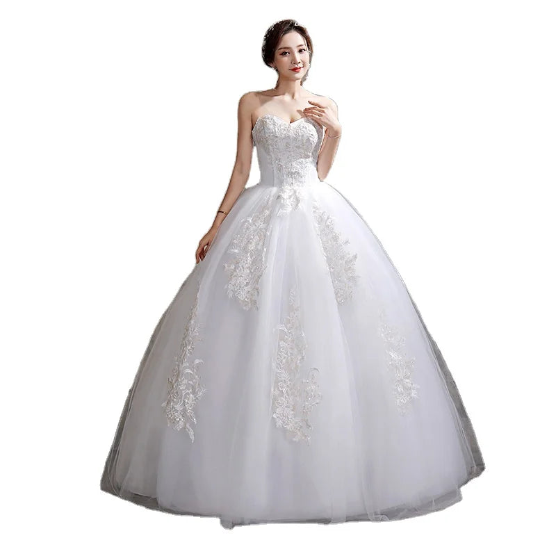 Elegant Bridal Gown New Wedding Gown for Women 2023 Lace Embroidery Sleeveless  Wedding Dresses