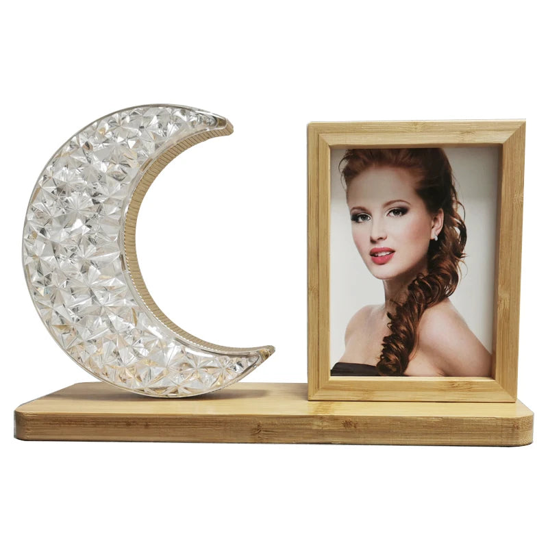 New Design Blanks Sublimation Night Lamp Bamboo Photo Frame With USB for DIY Printing