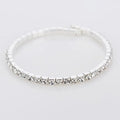 Hot Sale Single Row Silver Plated Rhinestone Cuff Bracelet Delicate 4mm Crystal Glass Stone Chain Fashionable Jewelry Metal Wire