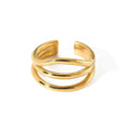 Ins Design Stainless Steel 18K Gold Plated Multiple Lines Hollow Out Openwork Women Rings High Quality