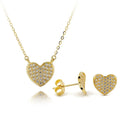 Genuine Solid Gold Jewellery Set Heart Shaped Earring Necklace Jewelry