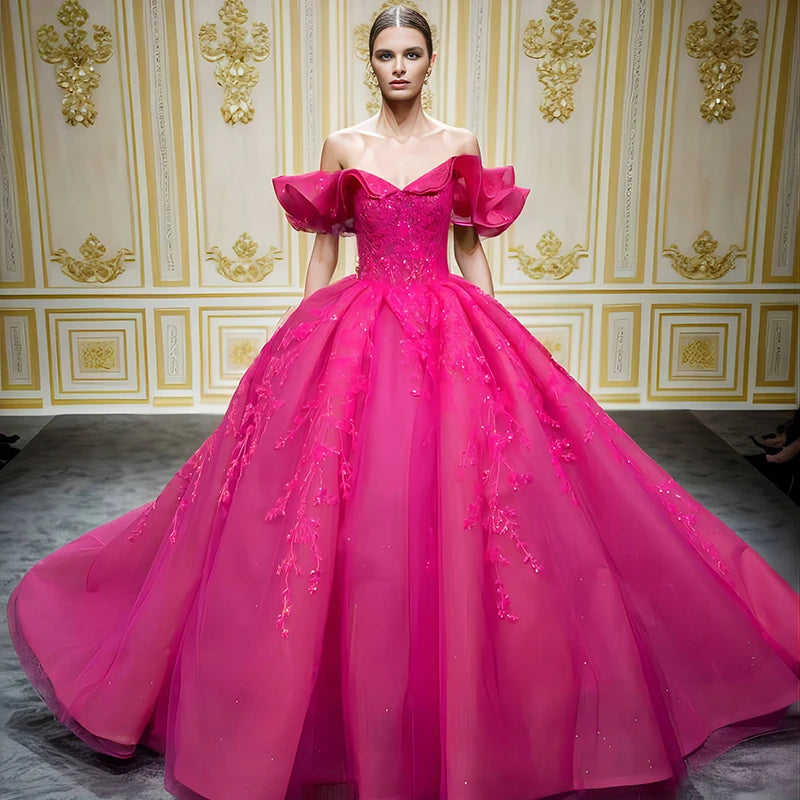 9986 New Fashion Solid Color Off Shoulder Dress Ladies Embroider Long Party Evening Dress