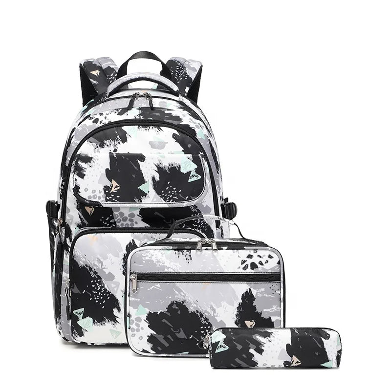 Kid Backpack and Lunch Box Set School Bags Book Bags Girls Tie Dye Rucksack Colorful Backpack Mochilas Escolares Para Ninos 2025