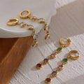 316L Stainless Steel Chain Zircon Hoop Earring Jewelry Stylish Cubic Zirconia Long Earrings Geometric Earrings Orecchini Donna