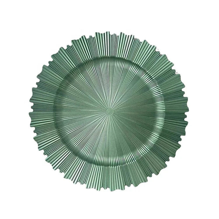 Weddings Parties Table Setting Green Charger Plates Restaurant Dinnerware Plastic Round Chargers for Plates