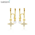 LUOTEEMI Fashion Korea U Shape Jewellery Zircon Beautiful Star 18 K Gold Plated Earing 18K Western Earrings