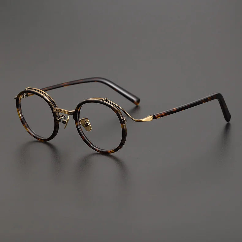 Shenzhen Titanium Acetate Frame Glasses Retro Round Eye Frames  Vintage Men's and Women's Eyeglasses Eyewear Frame