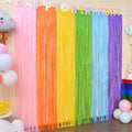 Pastel Rainbow Foil Fringe Curtain Streamers Party Wall Decorations for Weddings Birthdays Tinsel Shimmer Party Decorations