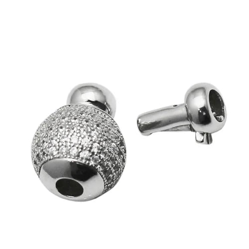 925 Sterling Silver Glitter Plunger Clasps for Jewelry Making Supplies Cubic ia Micro Pave Jewelry Clasps Components