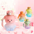 Portable 750ml Summer Large Capacity Bear Shape Gradient Color Cute Water Bottle Plastic Cup Gourds Kids Plastic Water Bottle
