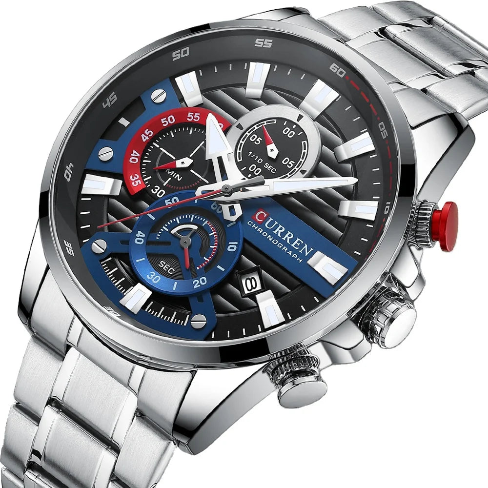 2025 CURREN 8415 Quartz Watch New Sports Stainless Steel Strap with Luminous Pointer for Men Relogio Masculino Business Watch