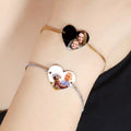 DIY Love Engrave Name Bracelet Stainless Steel Jewelry Adjustable UV Color Printing Photos Heart Pendant Bracelet for Couple MegaBDM