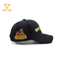 Wholesale 6 Panel 3D Puff Embroidery Logo Custom Black Baseball Cap Adjustable Buckle Sports Hat Leopard Dot Made Oxford