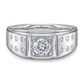 Sterling Silver 925 Jewelry Factory Round Brilliant Cut Anti Tarnish Rhodium Plated White Zirconia Ring Wholesale for Men