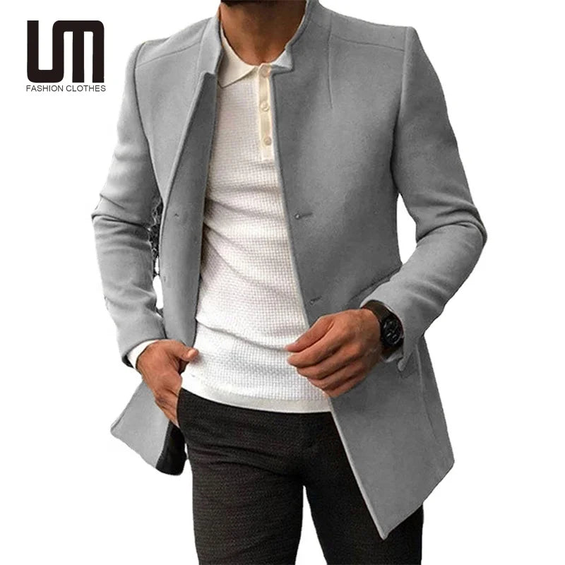Liu Ming Fashionable 2025 Autumn Trending Men s Casual Blazer Jacket Solid Color Slim Woolen Coat